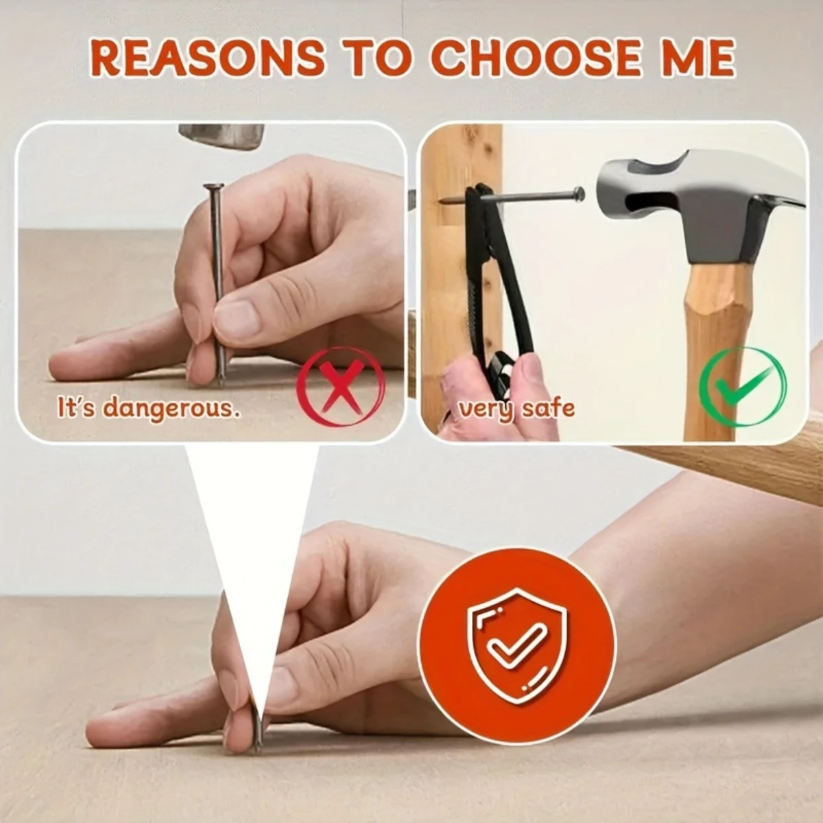 Portable Nail Fixer Tool Woodworking Nail Fixer Plastic Sliding Joint Pliers Protect Fingers for Maintenance and Woodworking
