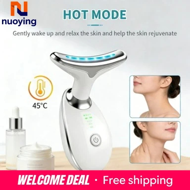 Dispositivo de Belleza NUOYING para Reafirmar la Piel y Reducir la Papada, EMS para Rostro y Cuello, 3 Colores de Luz, Herramienta de Cuidado Facial para Lifting