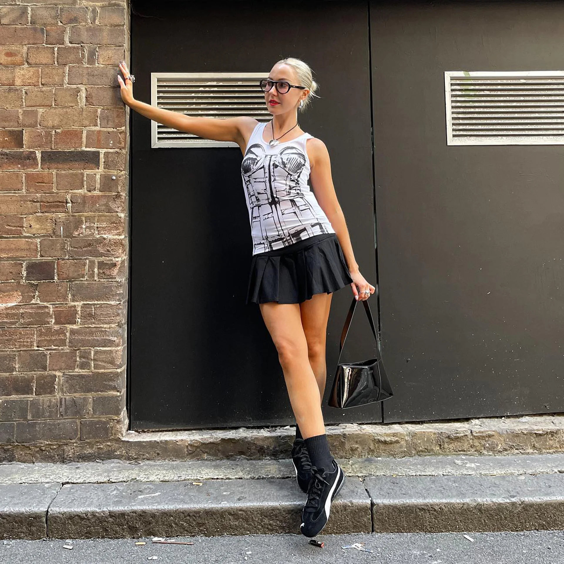 

Versatile Vest Street Sle Printed Hot Girl Trendy Tank Top Women's Faion Summer Svel Lace Trim Thiened Milk Fiber