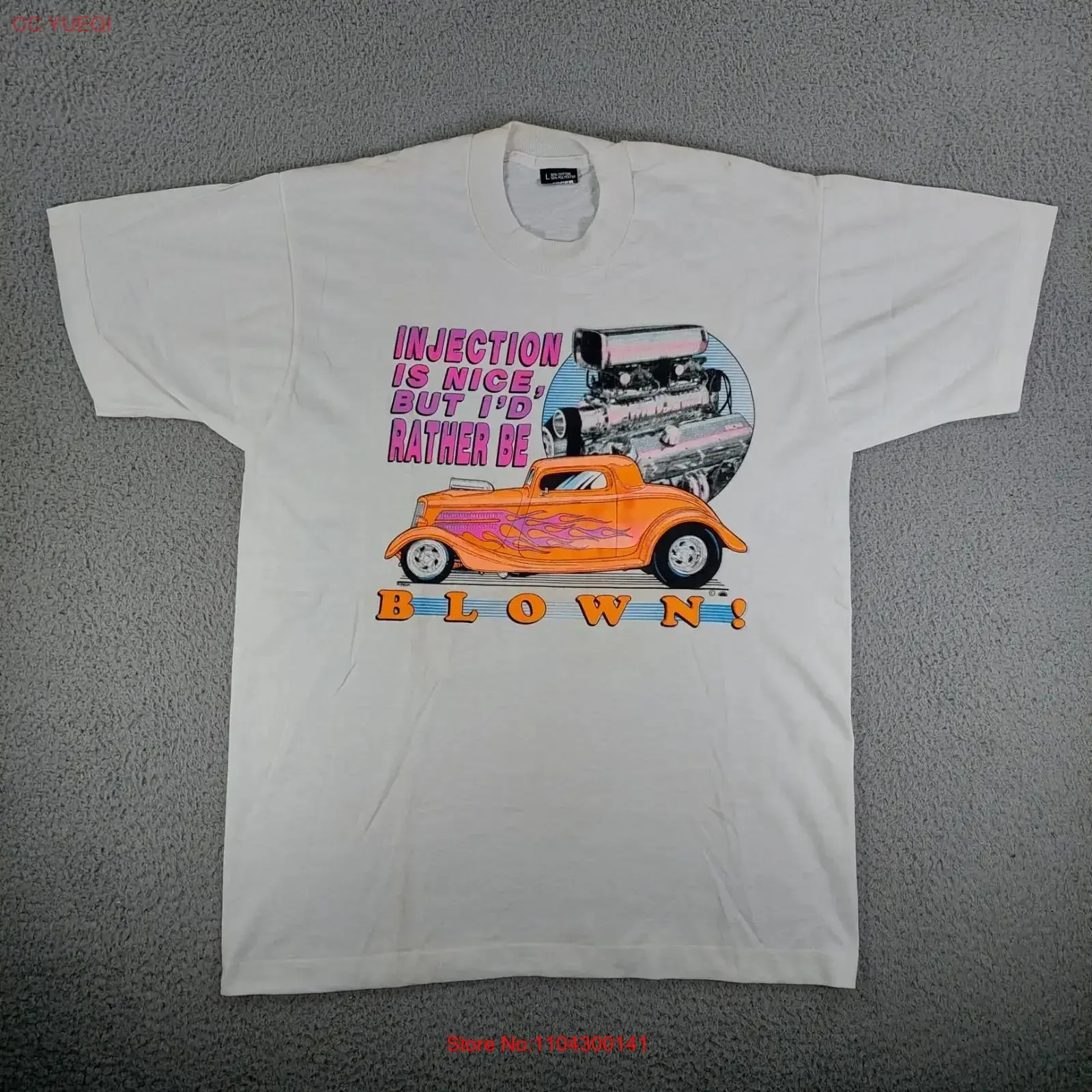 Vintage Car Funny T Shirt Men's Size Large Injection Blown Sexual Joke Raunchy long or short sleeves vintage Washed graphic