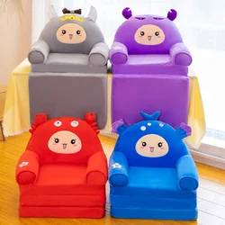 Cartoon Foldable Kids Sofa Children Couch Backrest Armchair Bed Upholstered 2 in 1 Flip Open Infant Baby Seat Living Room