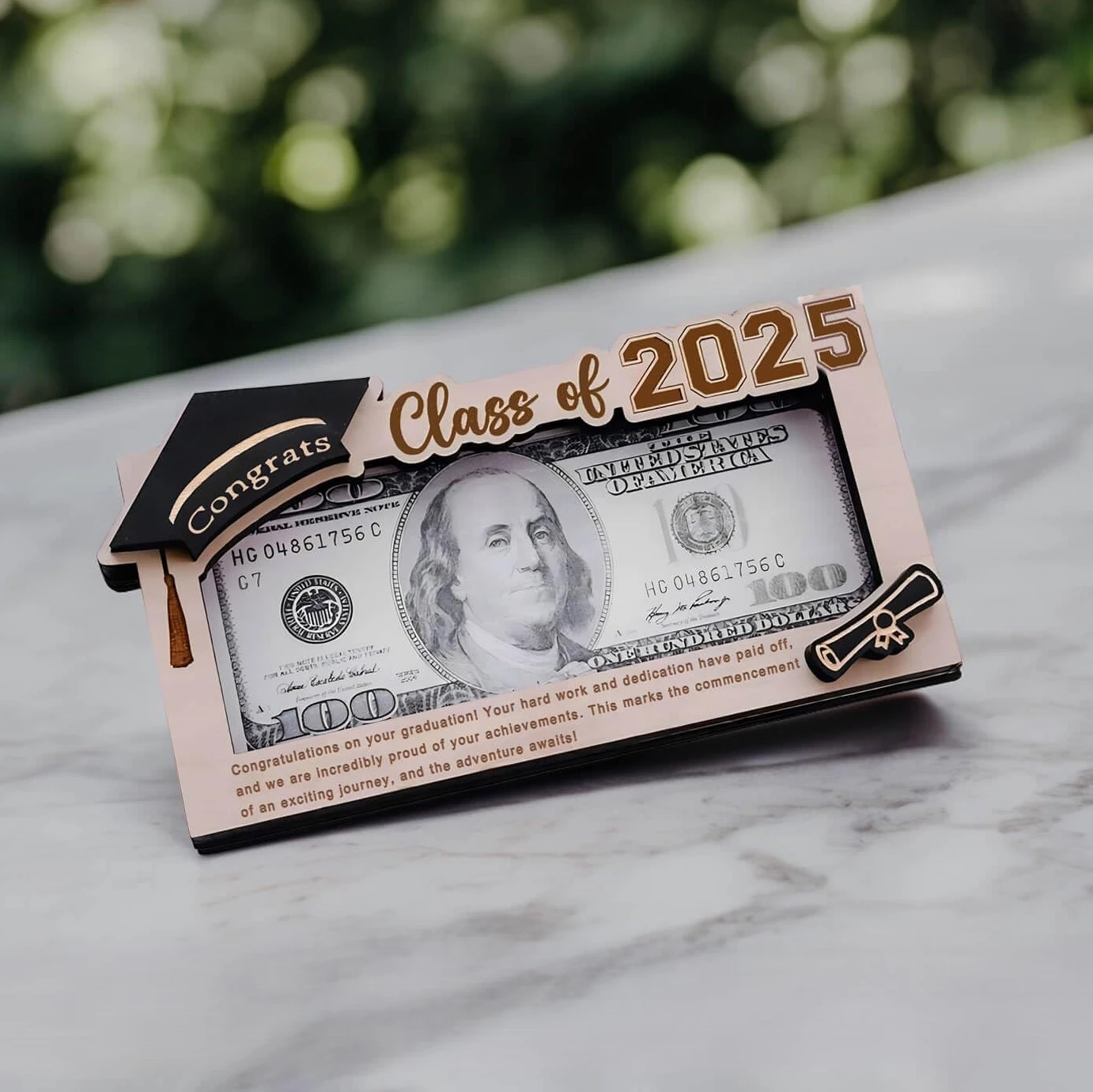 

Graduation Gifts 2025 Money Holder, Wooden Money Cash Envelope Box for Class of 2025 Senior College University Graduates