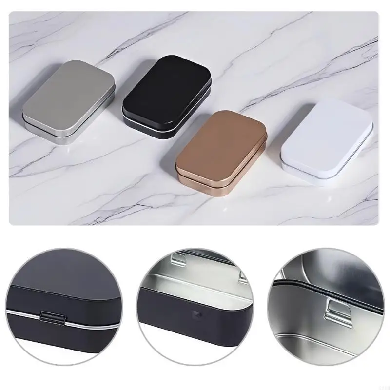2pc Decorative Tin Containers Hingeds Lid Designs Sturdy Iron Storage Solution 