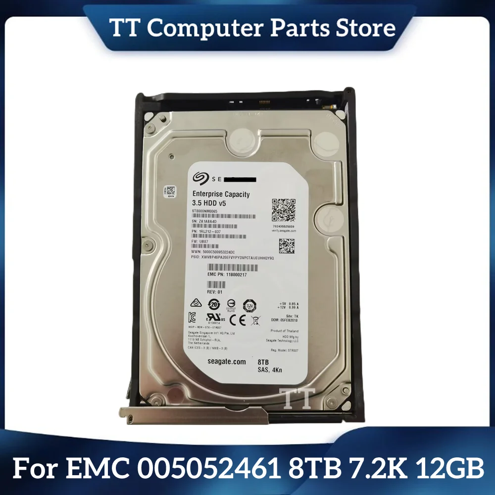 

TT For EMC 005052461 8TB 7.2K SAS 3.5 "12GB Storage Disk Server Hard Disk Fast Ship