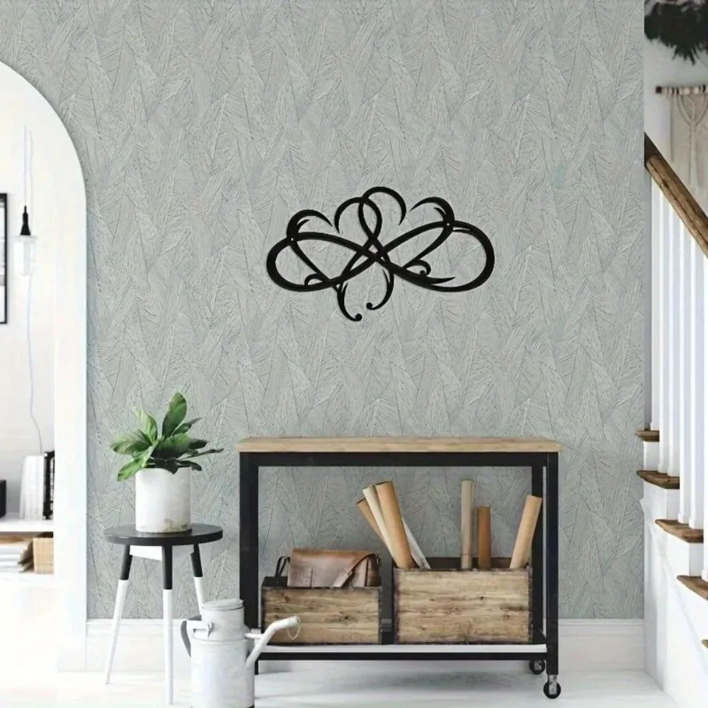 Romantic Infinity Double Heart Metal Wall Sculpture Modern Hanging Artwork Home Office Wall Decoration