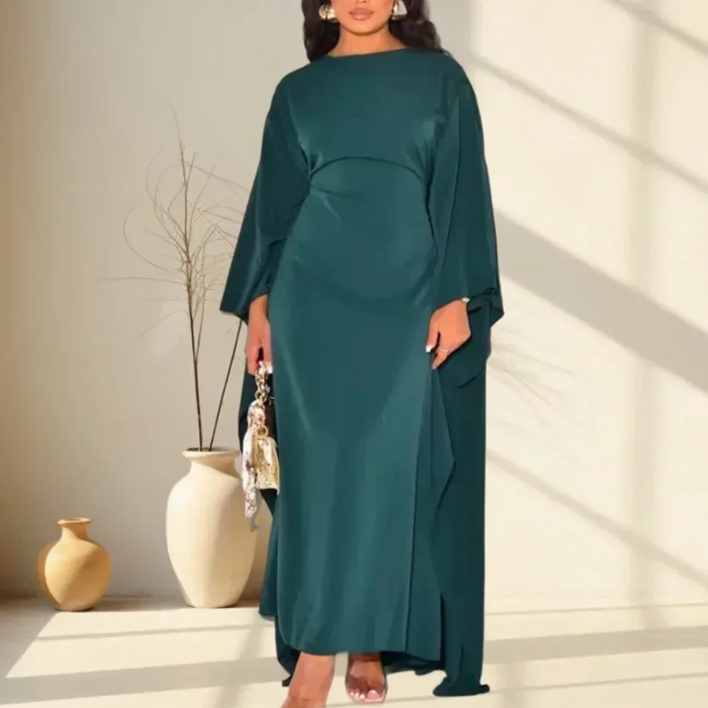 Women Dress 1pc Batwing Sleeve Casual Comfortable For Spring/Summer Long Dress Muslim Robe Oversized Plus Size