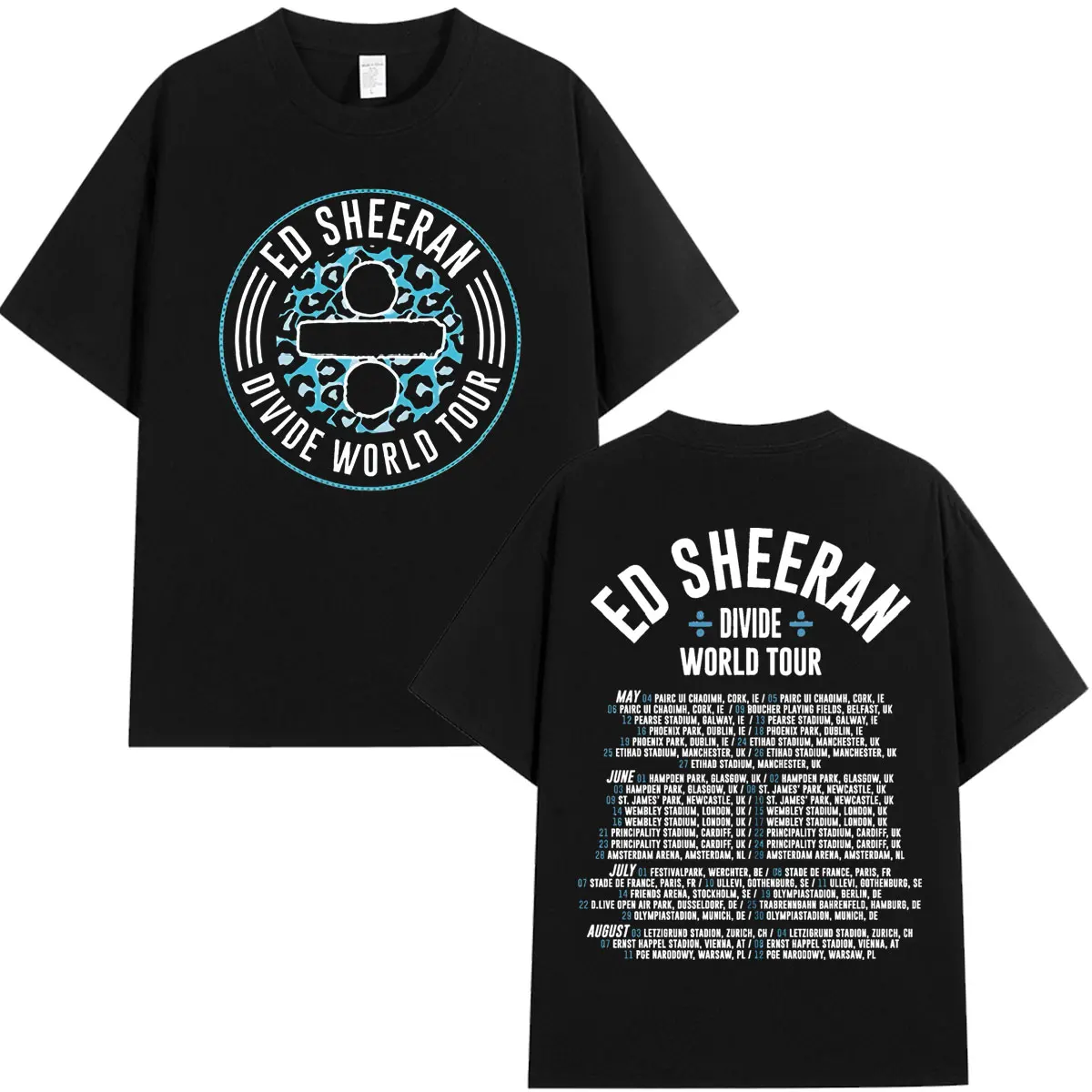 Ed Sheeran Divide World Tour Merch T-shirts Men's Women Clothing Fashion Short Sleeve Cotton Casual Oversized T Shirt Streetwear