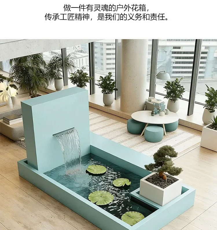 Modern simple glass bottom cabinet water view fish tank living room floor tank square