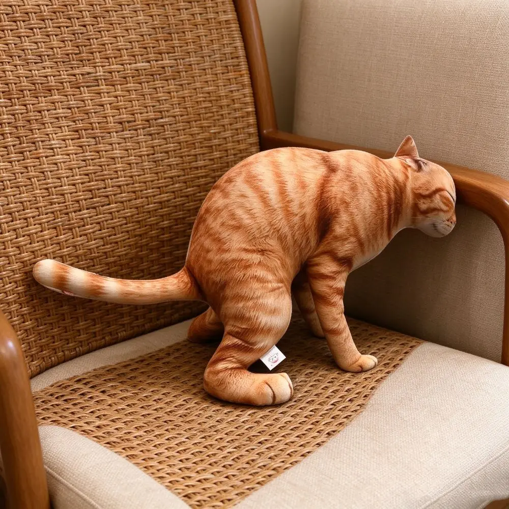 Novelty Simulation Cat Plush Toy Stuffed Animal Weird Stuffed Cat Doll Gag Prank Realistic Animal Pillow Toy Home Decor