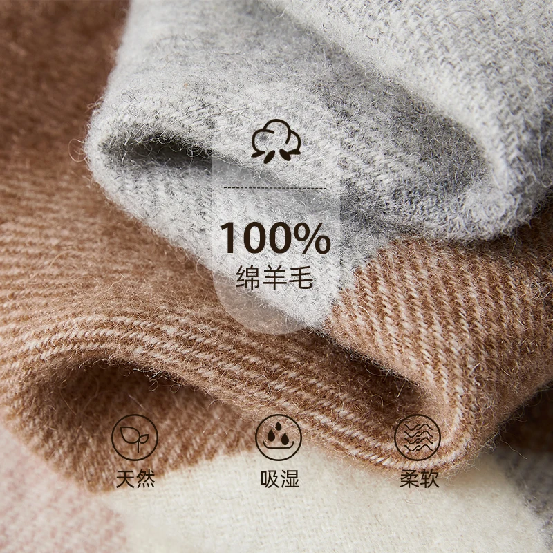 Wensli Christmas Gift Autumn/Winter New Fringe Wool Plaid Neckwarmer Fashionable Shawl for Warmth Scarf for Women