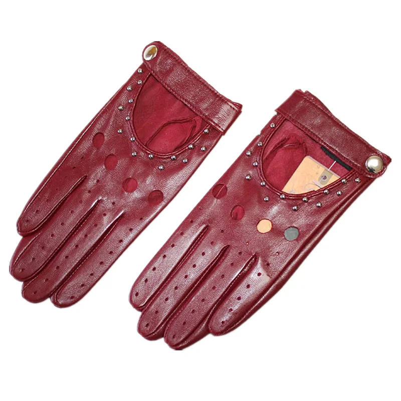 Summer Leather Driving Driver Full Finger Gloves Women Unlined Thin Fashion Spring and Autumn Motorcycle Riding Sheepskin Gloves