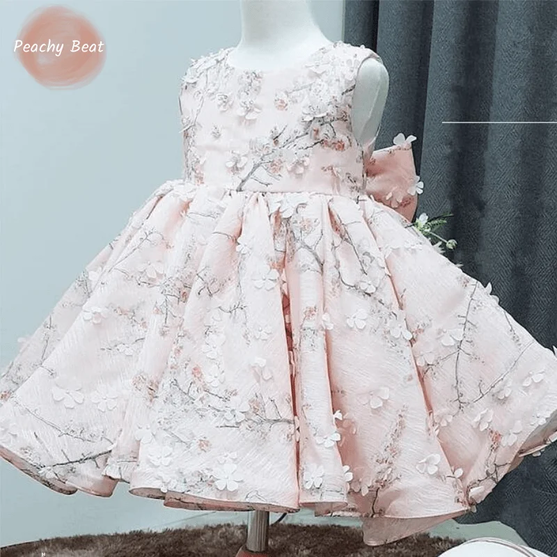 Baby Girl Princess Tutu Dress Infant Toddler Child Pink Tulle Floral Vestido Sleeveless Frocks Birthday PartyBaby Clothes 1-12Y