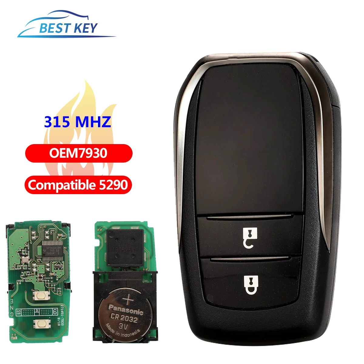 

BEST KEY 2 Buttons Smart Remote Key Control 315MHz 34D Chip O-em Keyless Go Fob For Toyota Prado Reiz Land Cruiser Prado