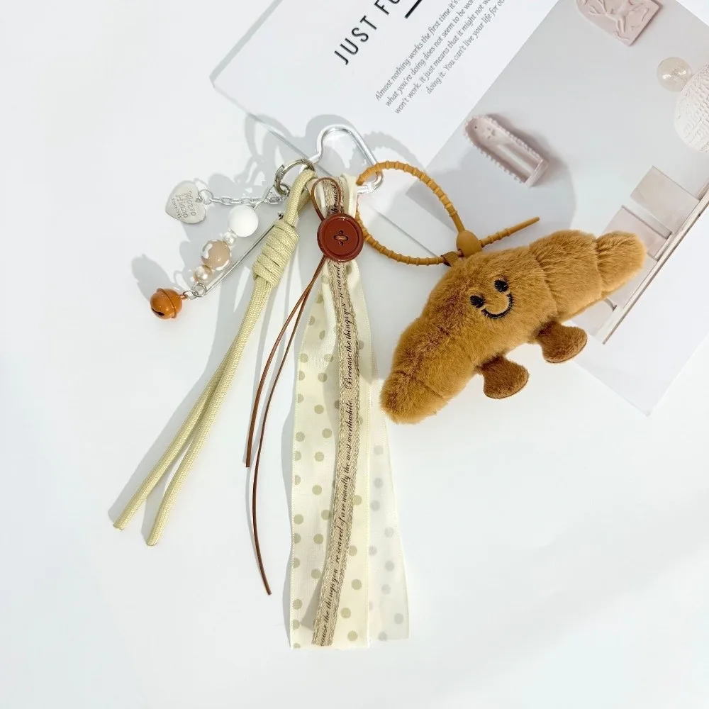 

Модный брелок с кисточкой Y2K, пушистая кукла, плетеный ремешок для телефона, хлеб, плетеный веревочный брелок с защитой от потери, сумка, подвесные аксессуары