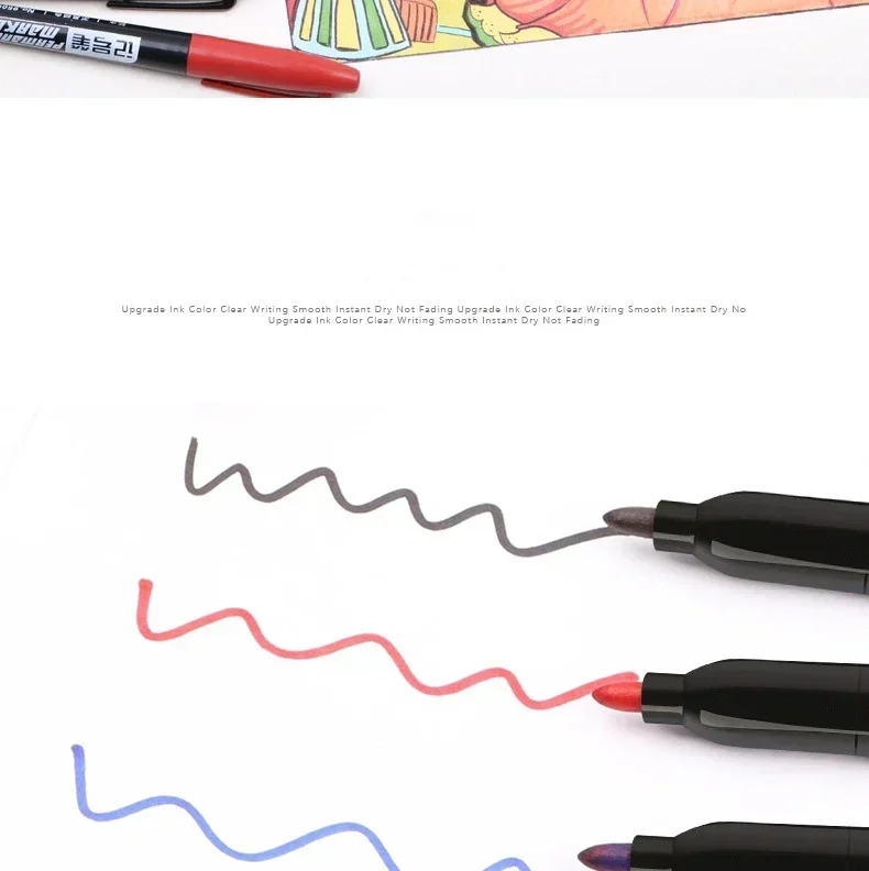 6-20 Teile/satz Permanent Marker Stift Feine Spitze Wasserdichte Marker Dünne Spitze Rohe Spitze Schwarz Blau Rot Tinte 1,5mm Feine Farbe Marker Stifte – Detail 5