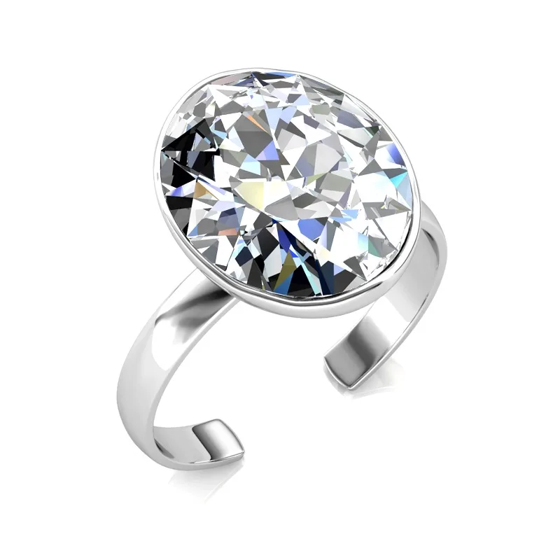 

Daisini Austrian Crystal from Swarovski Open Size Geometric Cut Finger Rings for Women Girl Daily Wear Minimalist Jewelry Gifts