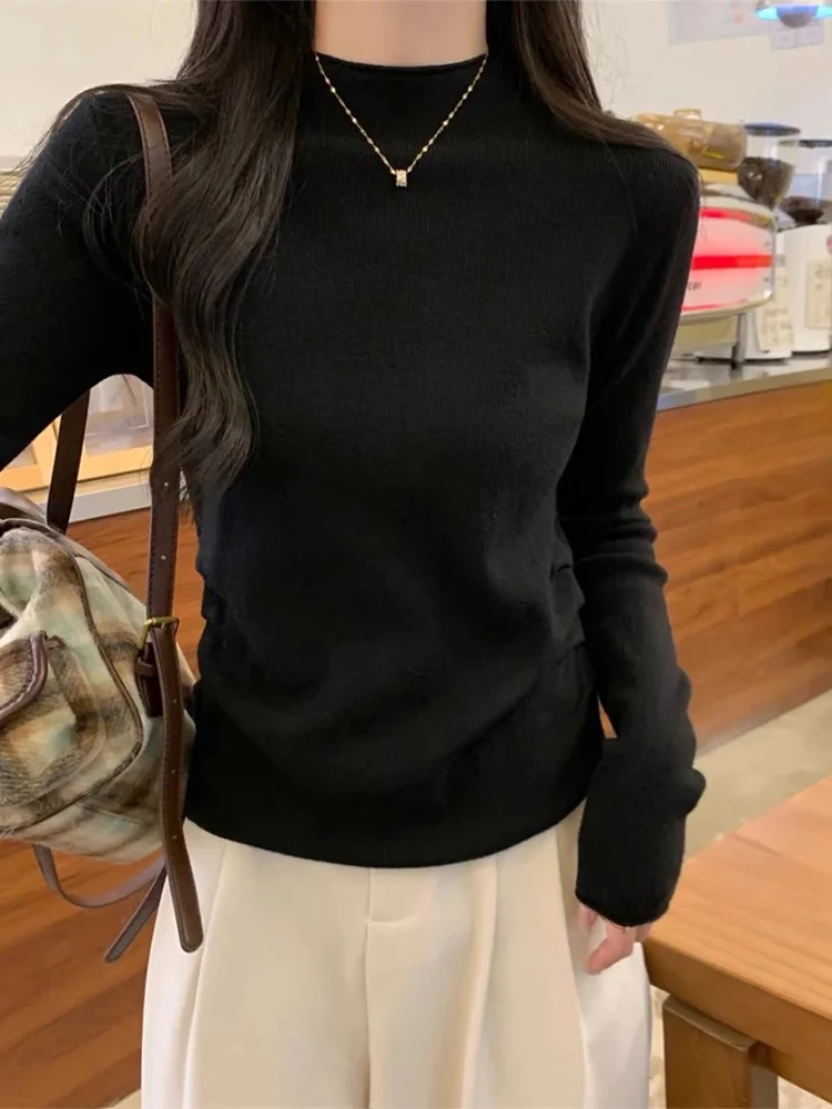 

Bla Knitted Base Layer irt Women's Inner Wear f High Collar Sweater Small Size Knitted Top Commute Sle Slim Fit Wint...