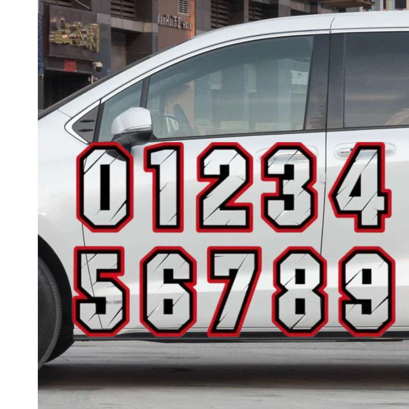

Car Sticker Racing Number 1 2 3 4 5 6 7 8 9 0 Motorcycle Helmet Accessories Car Products PVC Stickers Sunscreen and Waterproof