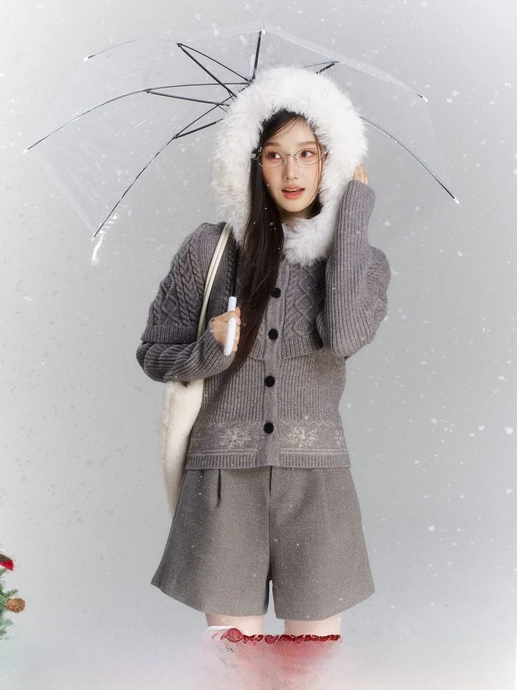 

Корейская женская вязаная шапка-свитер, зимнее теплое утолщенное пальто с длинными рукавами, повседневная модная одежда ELEVEN SP MY0083