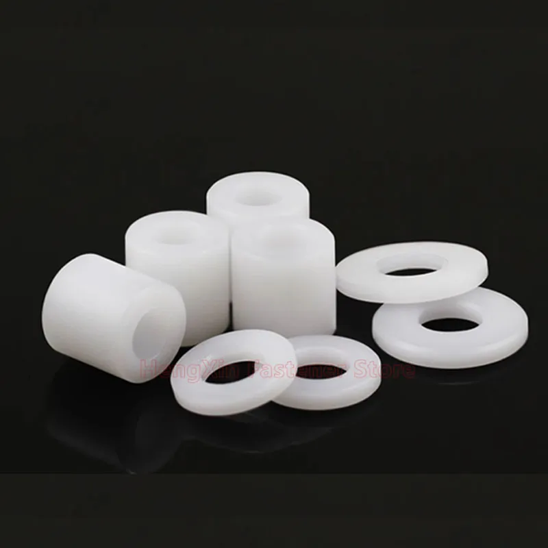 White POM Bushing M3 M4 M5 M6 M8 M10 Washer Round Hollow Unthread Standoff Spacer Sleeve Insulated Plastic Gasket Length 1-20mm