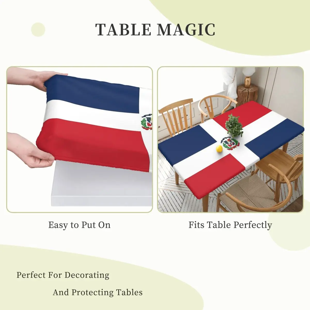 Flag Of The Dominican Republic Custom Rectangular Tablecloth Waterproof Table Cover for Dining Events Table Cloth