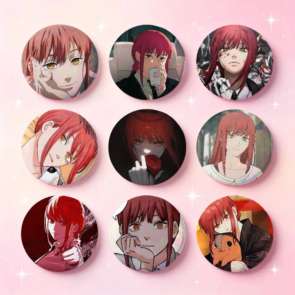 Makima Anime Figure Badges 25 32 44 58 75 Mm Round Cosplay Pin Bag Decor Fans Collect Friends Gifts Brooch Souvenir