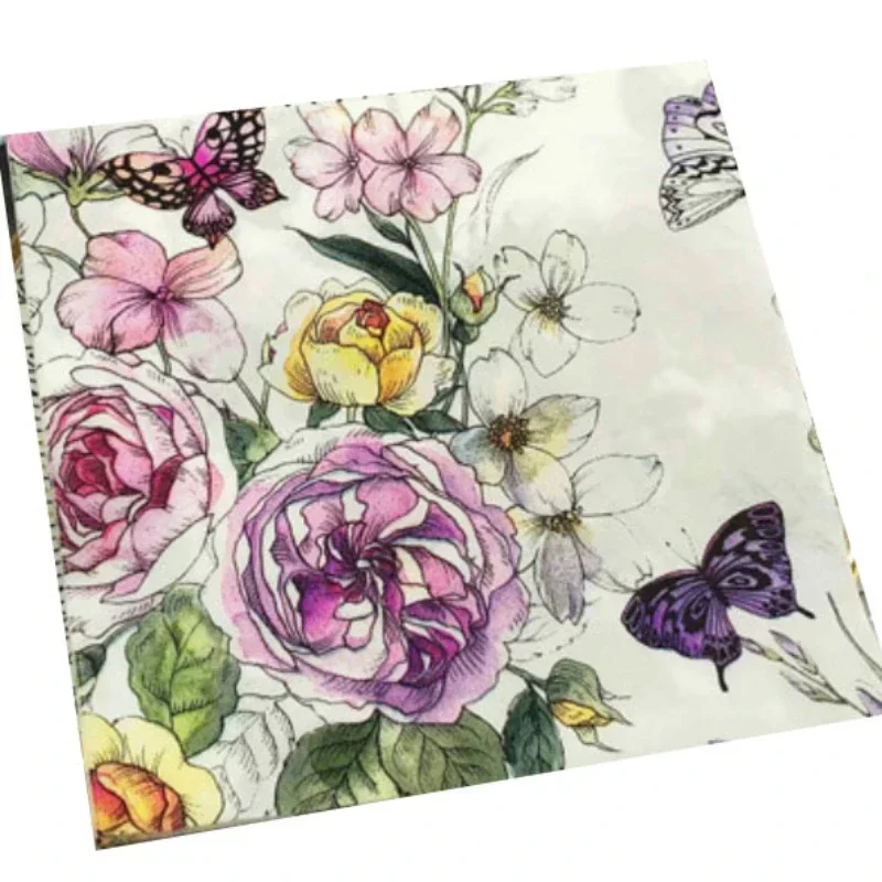 20pcs/Bag Factory Direct New Ins Flowers and Plants Party Hotel Square Colorful Printed Napkins Paper Placemat Mouth Cloth