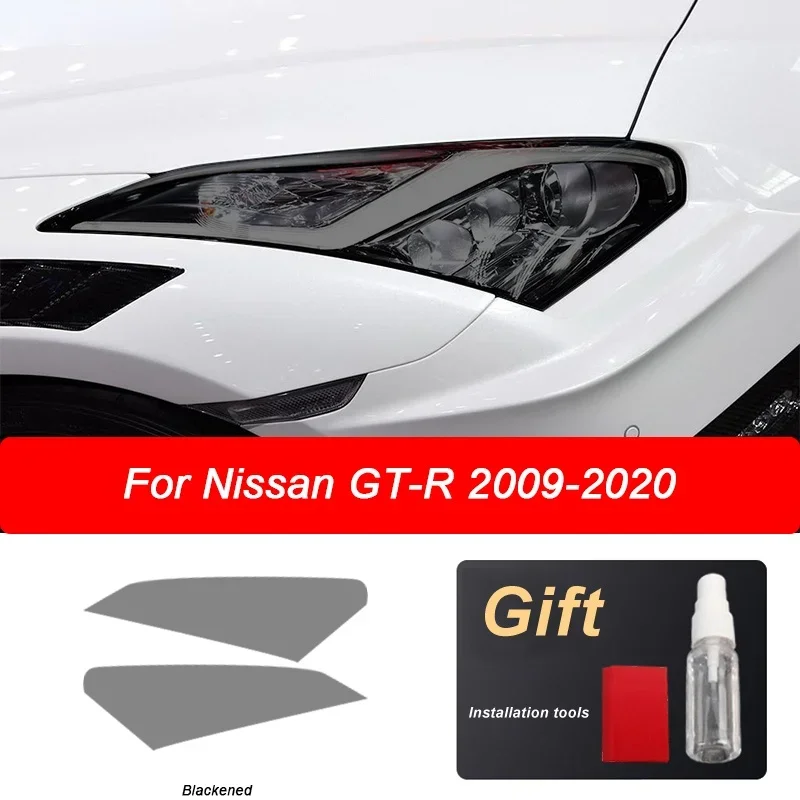 

2 Pcs Car Headlight Protective Film Headlamp Vinyl Transparent Black TPU Sticker For Nissan GTR R35 Nismo 2009-2020 Accessories