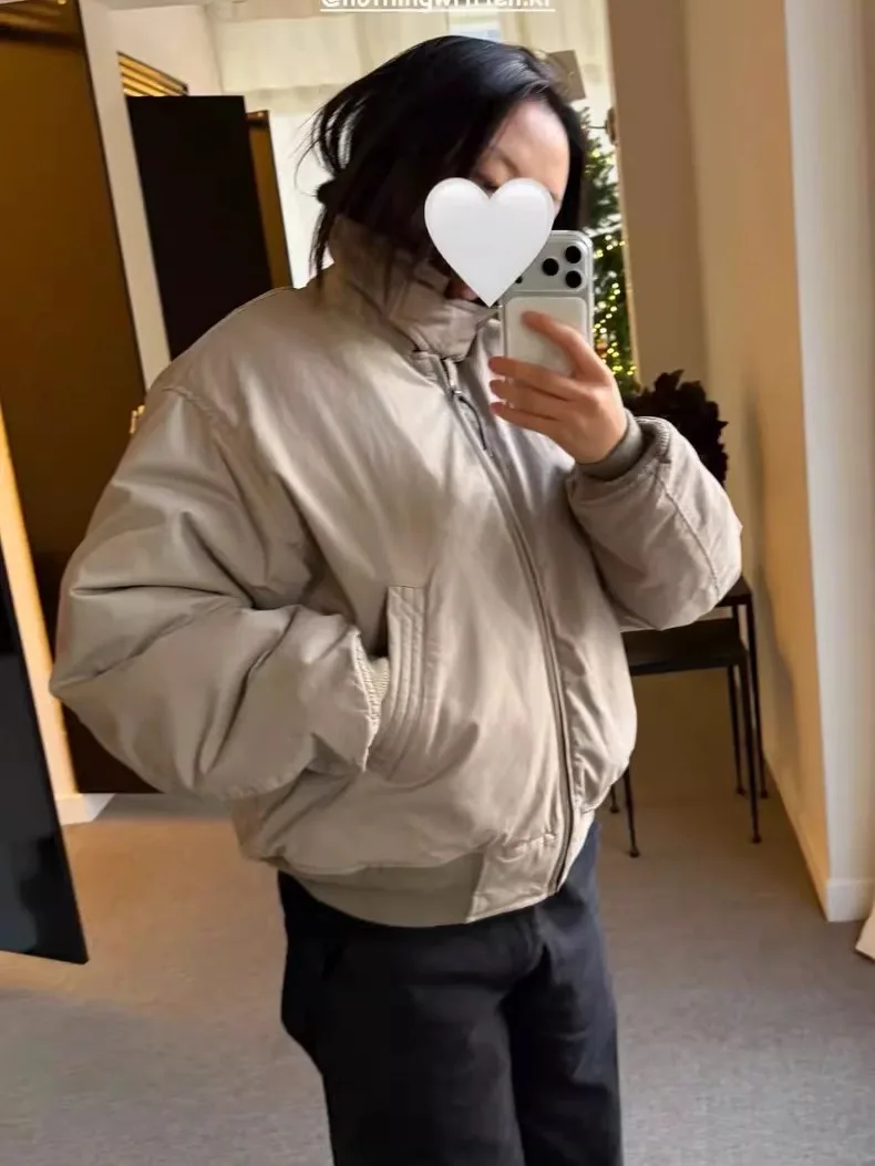 Abrigo Jaet de algodón para mujer con cuello de piel estilo coreano corte holgado invierno cálido cierre de cremallera Color largo Sve