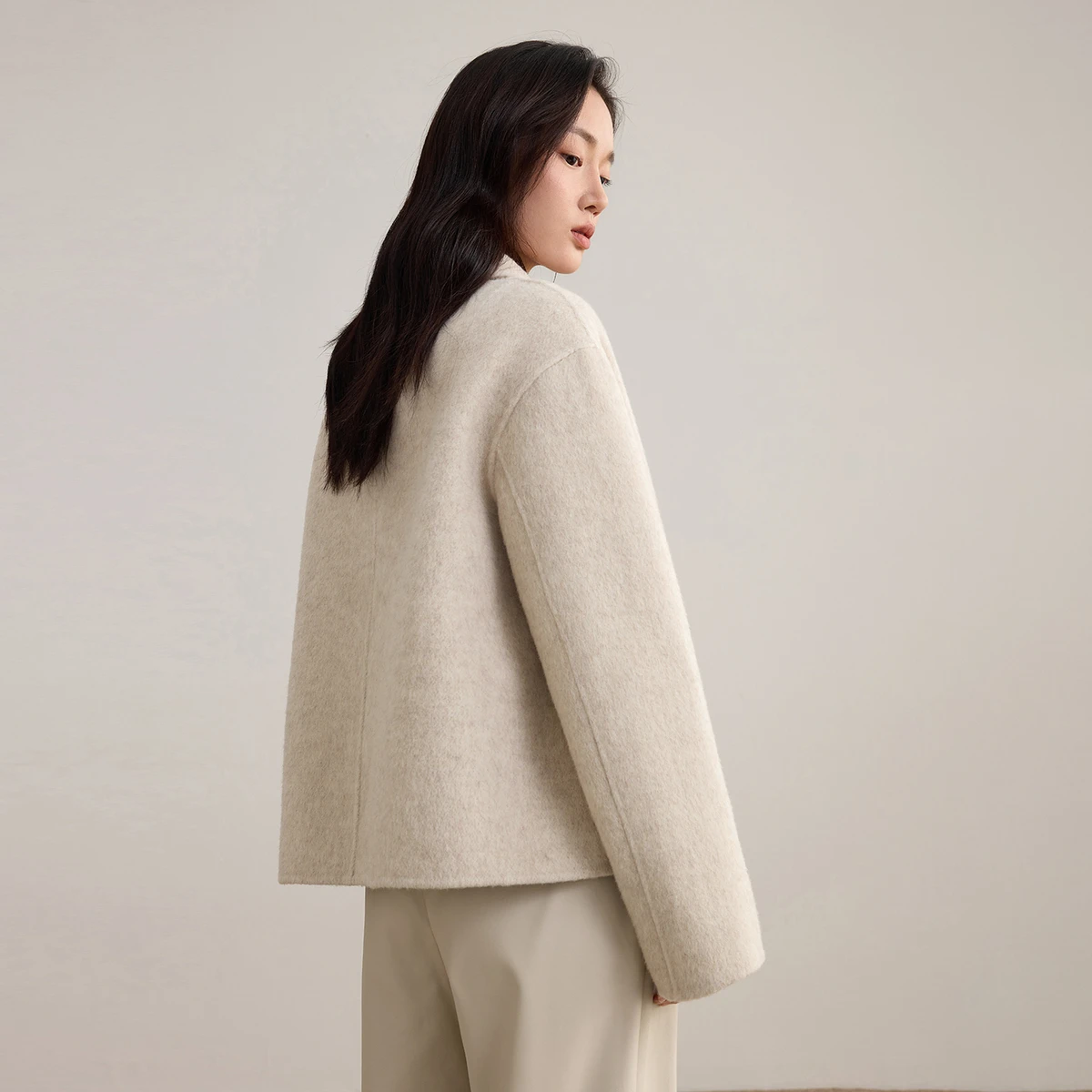 معطف تويد نسائي من SENTUBILA على الوجهين 2025 معطف شتوي من صوف الأغنام للتنقل سترة غير رسمية أنيقة فضفاضة W54OC2733 #3