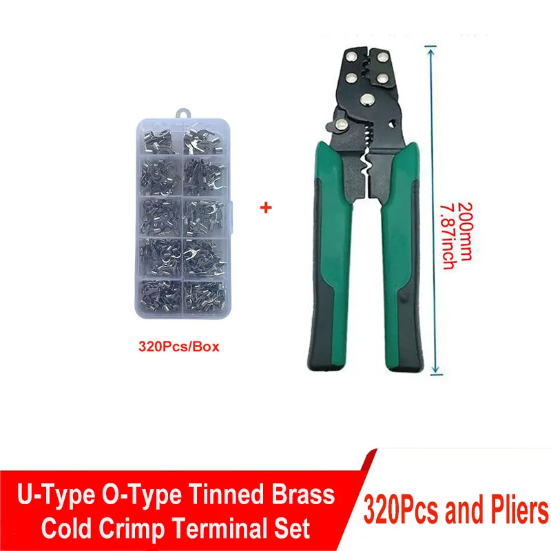 

Cold Crimp Terminal Set U-Type O-Type Crimp Terminal + Pliers Plug-in Quick Wire Connector Suitable For 0.5-4mm² Cables