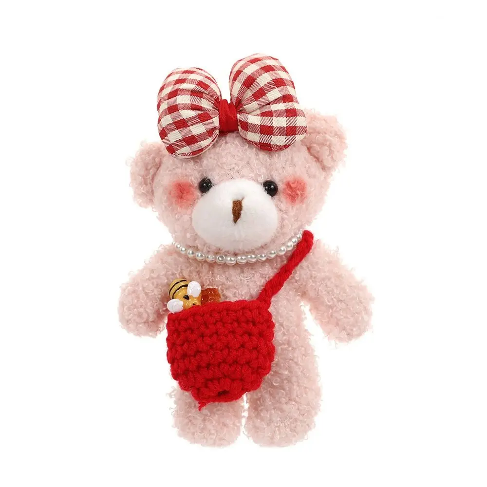 พวงกุญแจตุ๊กตาหมีน่ารักขนฟูประดับโบว์ ของตกแต่งกระเป๋า ตุ๊กตาหมีนุ่มนิ่ม ขนาด 12 ซม. ของเล่นตุ๊กตาหมีนุ่มนิ่มน่ารัก ตกแต่งกระเป๋าเป้