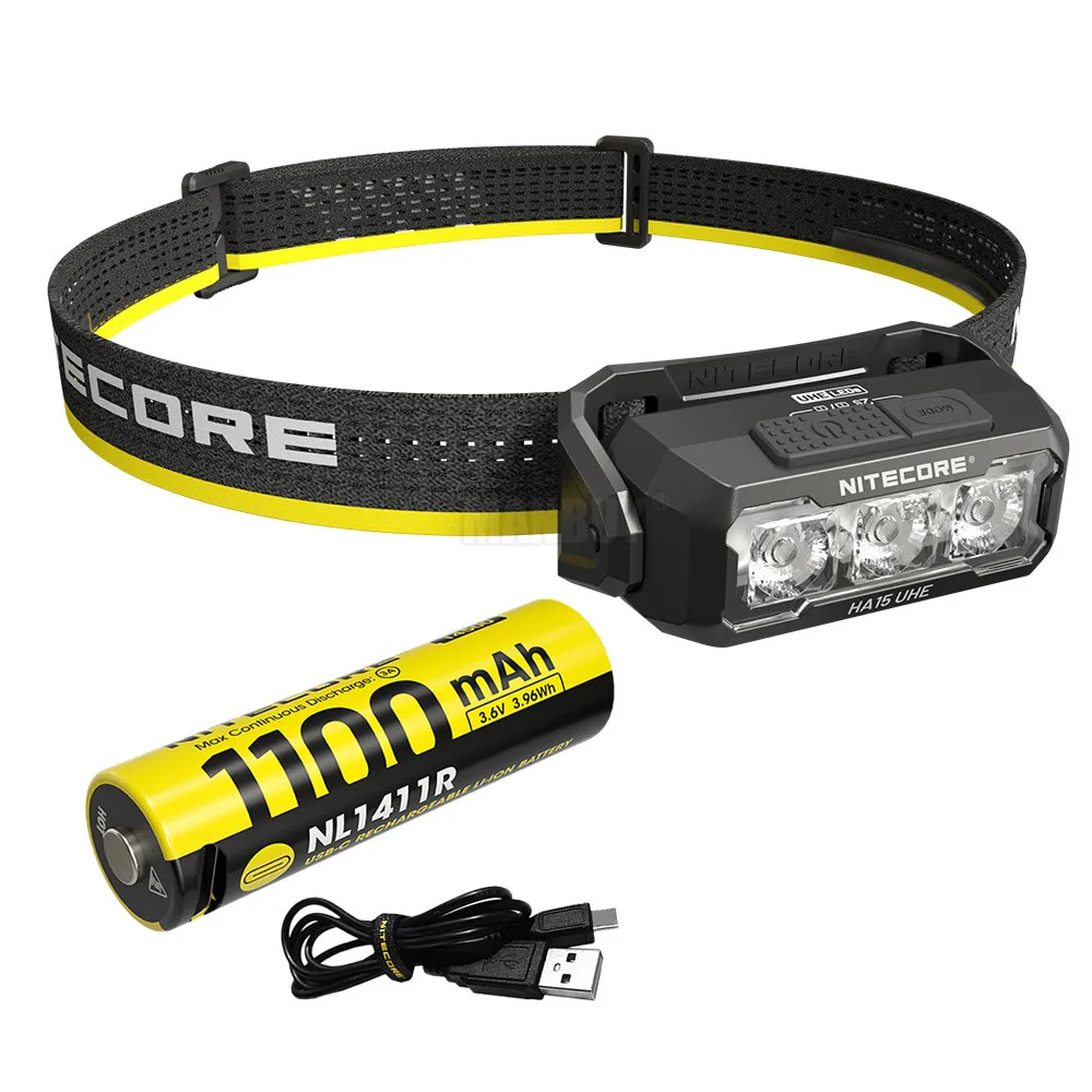 Wholesale Nitecore HA15UHE + NL1411R Rechargeable Battery 400 Lms 6x LED Multipurpose Ultra Lightweight Outdoor Camping Headlamp