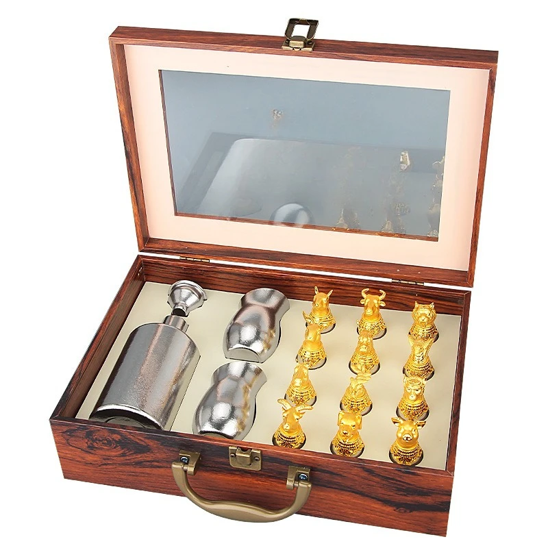 Pure titanium zodiac wine set household light luxury high-end Chinese Baijiu cup wine dispenser