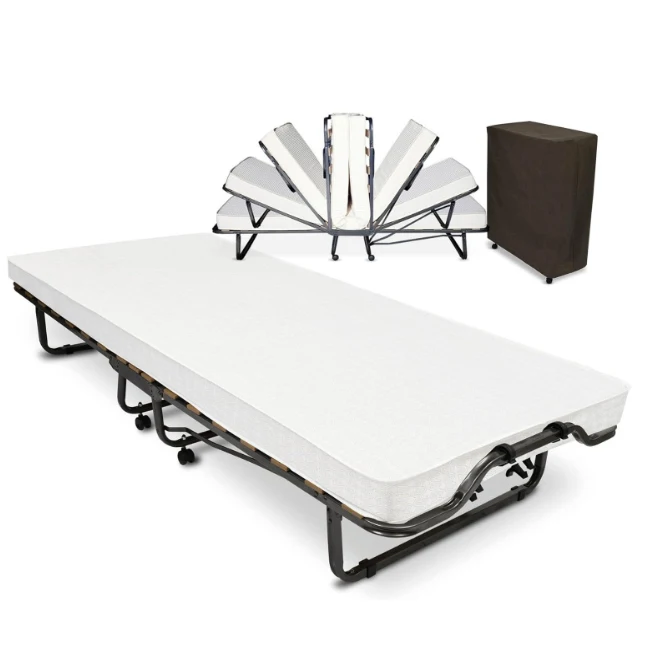 

Оптовая продажа с фабрики высококачественного металлического складного односпального каркаса с матрасом для портативного семейного отеля в Гуандуне