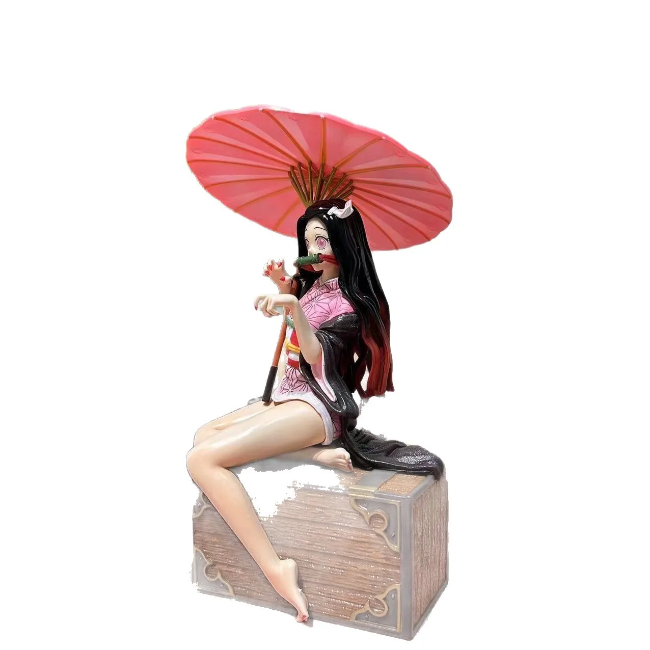 30 cm Anime Dämon Slayer Nette Regenschirm Sitzhaltung Kamado Nezuko Figur Pvc Modell Statue Schreibtisch Ornamente Sammlung Spielzeug Geschenk
