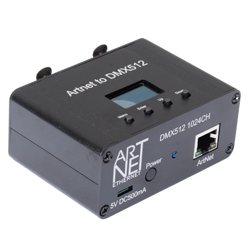Интерфейс контроллера освещения COFA-Artnet DMX 512 Ethernet, 2 Universe, черный металл + пластик, 1 шт.