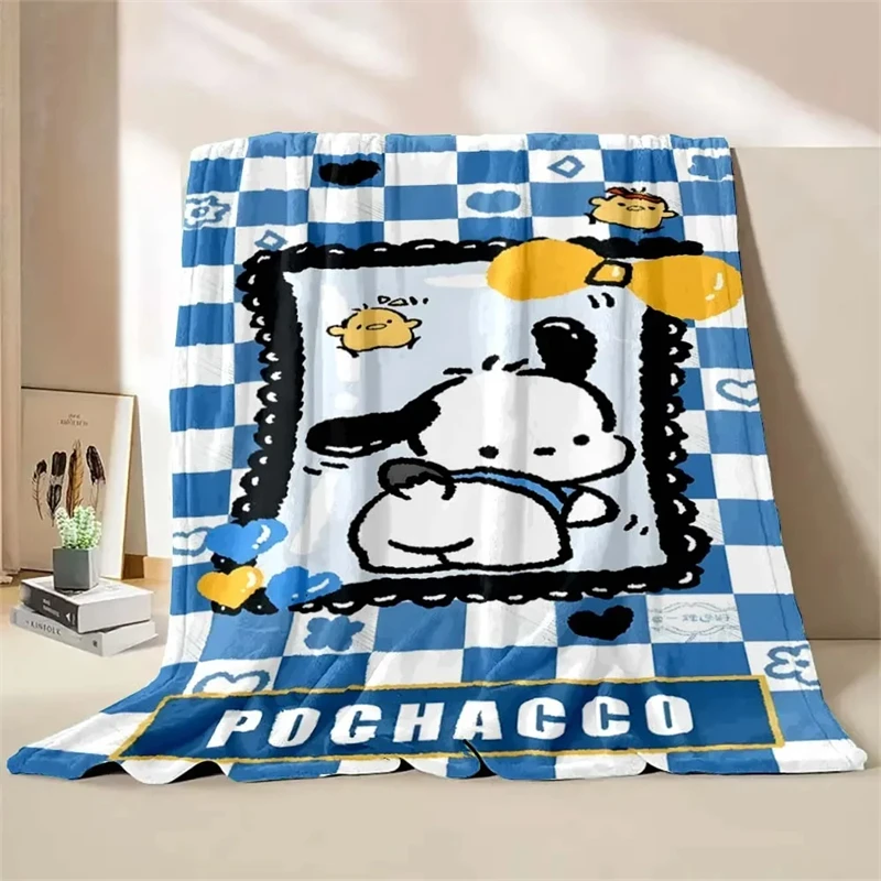 Japanese Sanrio Blanket Pacha Dog Pattern Winter Furry Warm Sofa Blanket Lunch Blanket Printed Coral Velvet Fabric