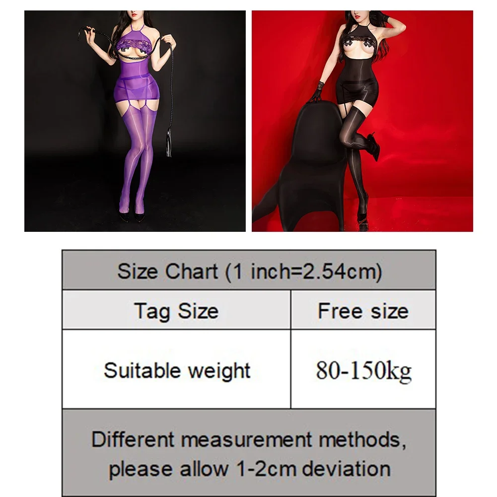 レディース新しいエロセクシーなランジェリー超薄型光沢のあるシースルーストレッチラウンジ通気性タイトヒップ中空スカート背中の開いたスーツ 2025