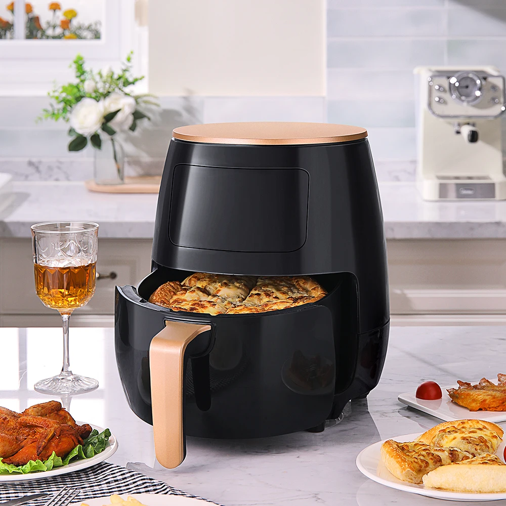 4L Black Electric Air Fryer With Non-Stick Basket LCD Digital Screen High-speed Hot Air Circulation