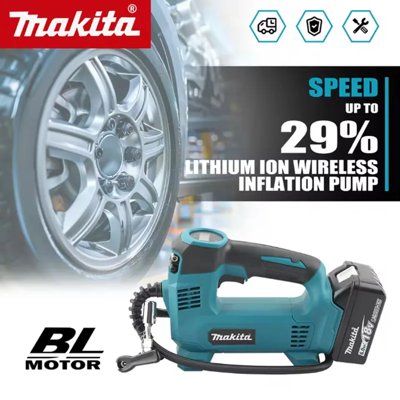 Makita 18V Lithium‑Ion Cordless Portable Air Pump, Electric Tyre Inflator for Car & Motorcycle (Battery Not Included)