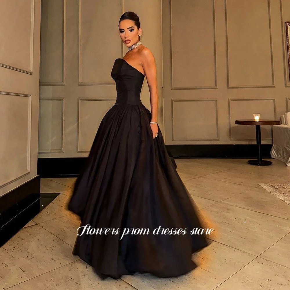 

Flowers Prom A Line Party Dresses Strapless Evening Dress Satin Formal Occasion Dresses 2025 فساتين مناسبة رسمية Customized