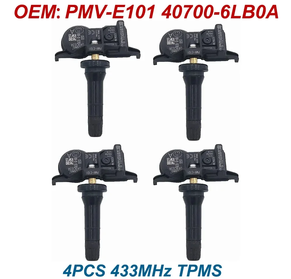 4pcs For 2021 2022 2023 2024 Nissan Kicks Sentra Versa Qx50 Tpms Tire Pressure Sensor Pmv-e101 40700-6lb0a Pmve101 433mhz