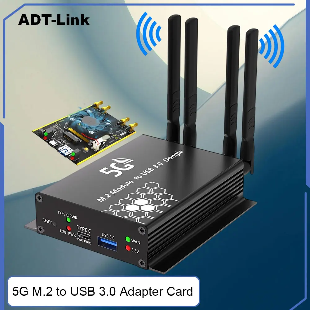 

Карта адаптера ADT-Link 5G M.2 — USB 3.0 с 4 антеннами, корпусом и охлаждающим вентилятором для SIM/Micro/NANO RM500Q RM500U GM800 SIM8200