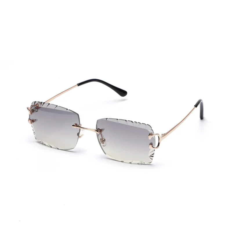 Hot Selling Wholesale Luxury Fashion Designer Rimless Frame Sunglasses Women Metal Rimless Sunglasses Men