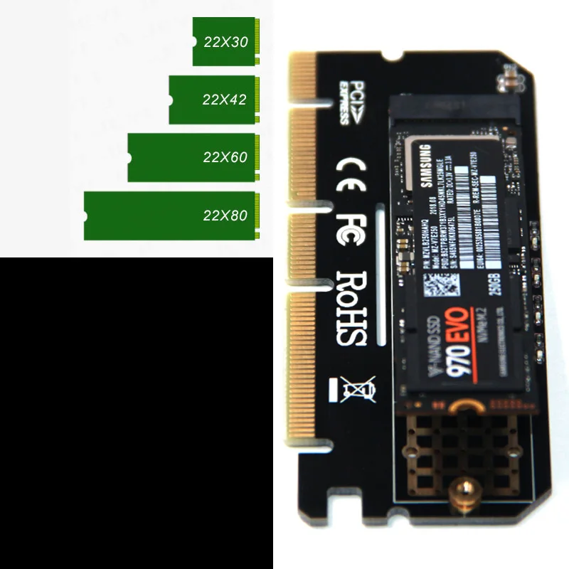 NEW NVME PCIE Adapter PCI Express 3.0 X4/X8/X16 to M Key M.2 NVME Riser Expansion Card Support 2230 2242 2260 2280 M2 SSD Mining