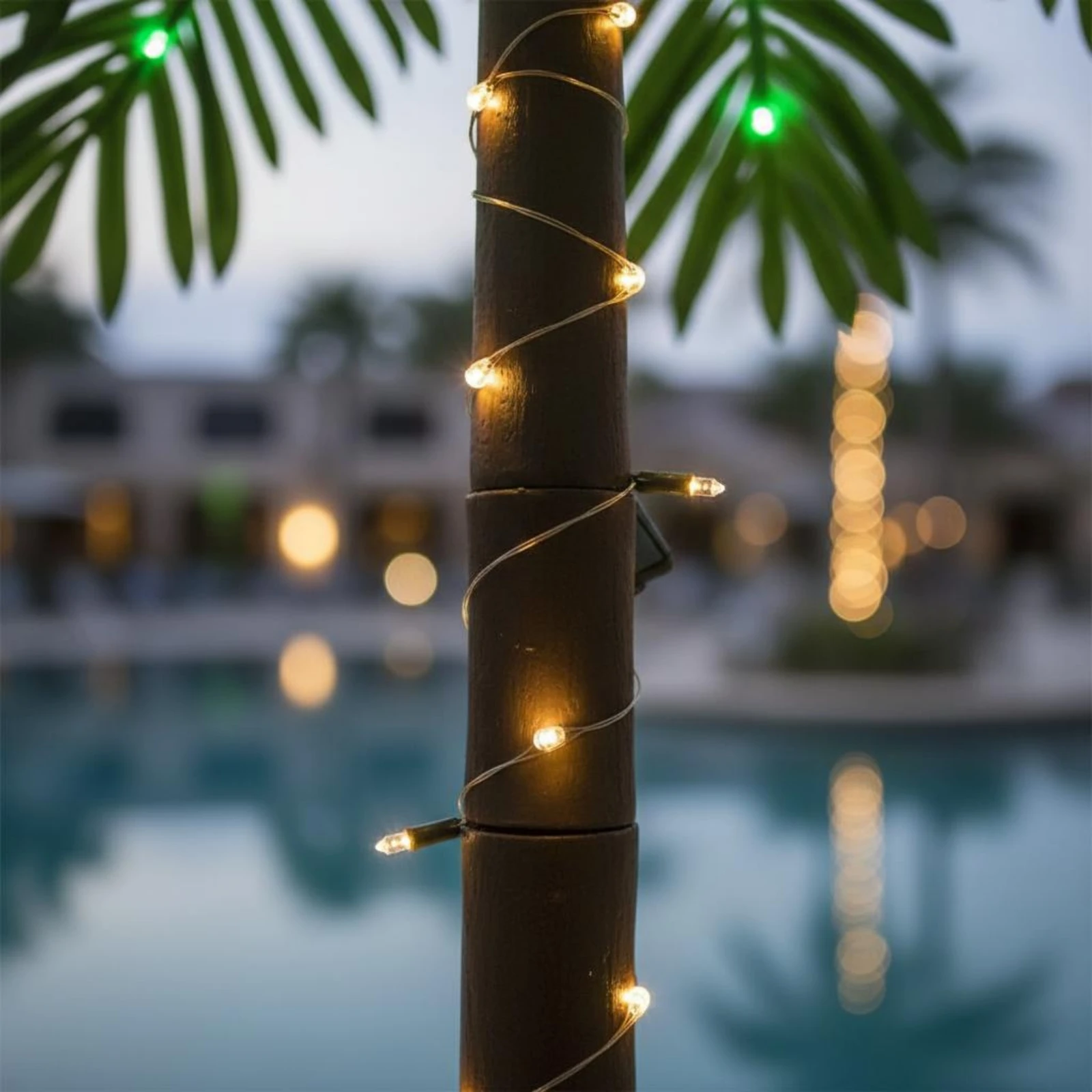 LED Palm Tree Lamp Waterproof Power Interface Glowing Coconut Tree Party Decor Timer Switch Realistic Leaves for Hotel Owners