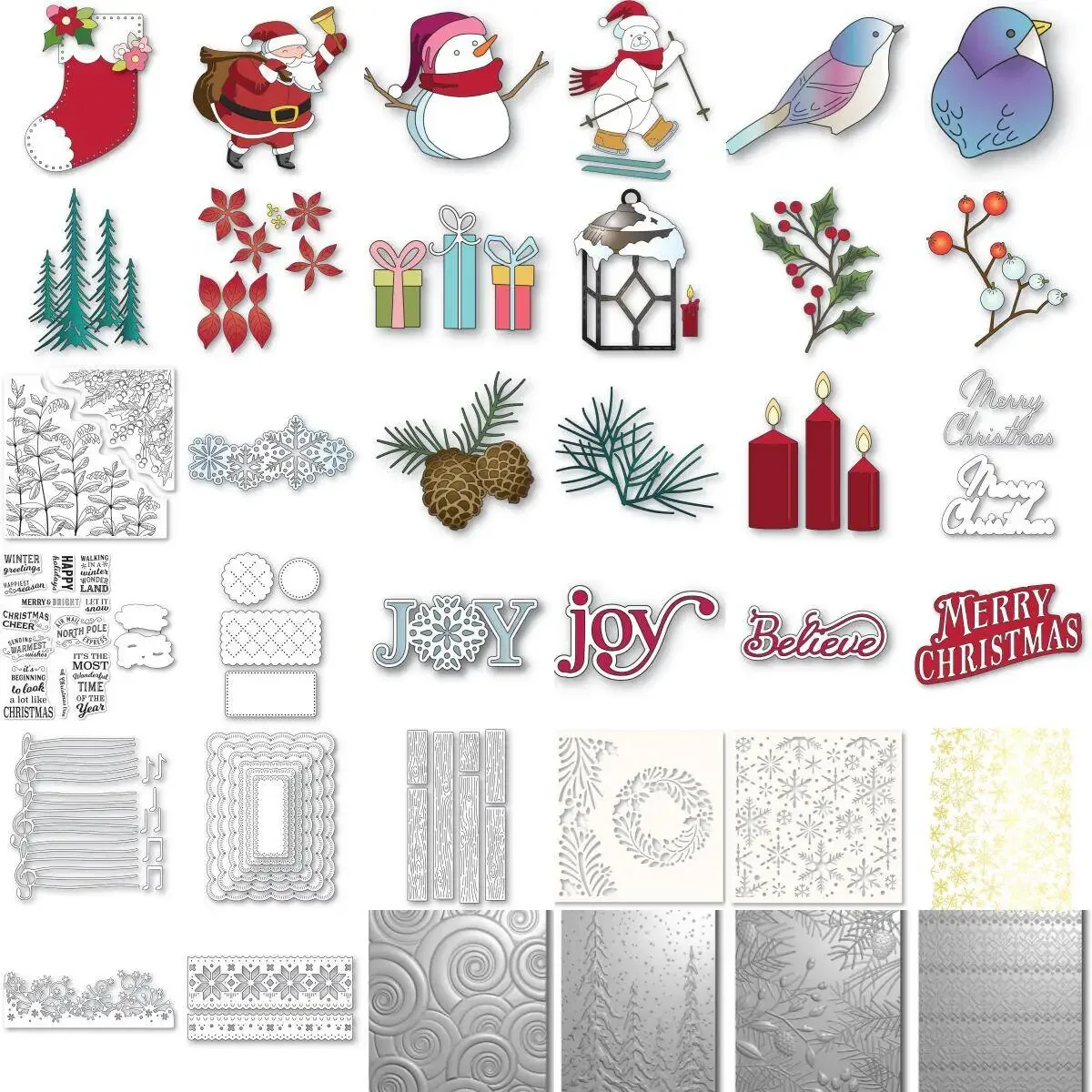 Corte de metal Die Clear Stamps, Natal Santa Berries Compilação Stencil, cartão DIY, Scrapbook Craft Making, folha quente, novo