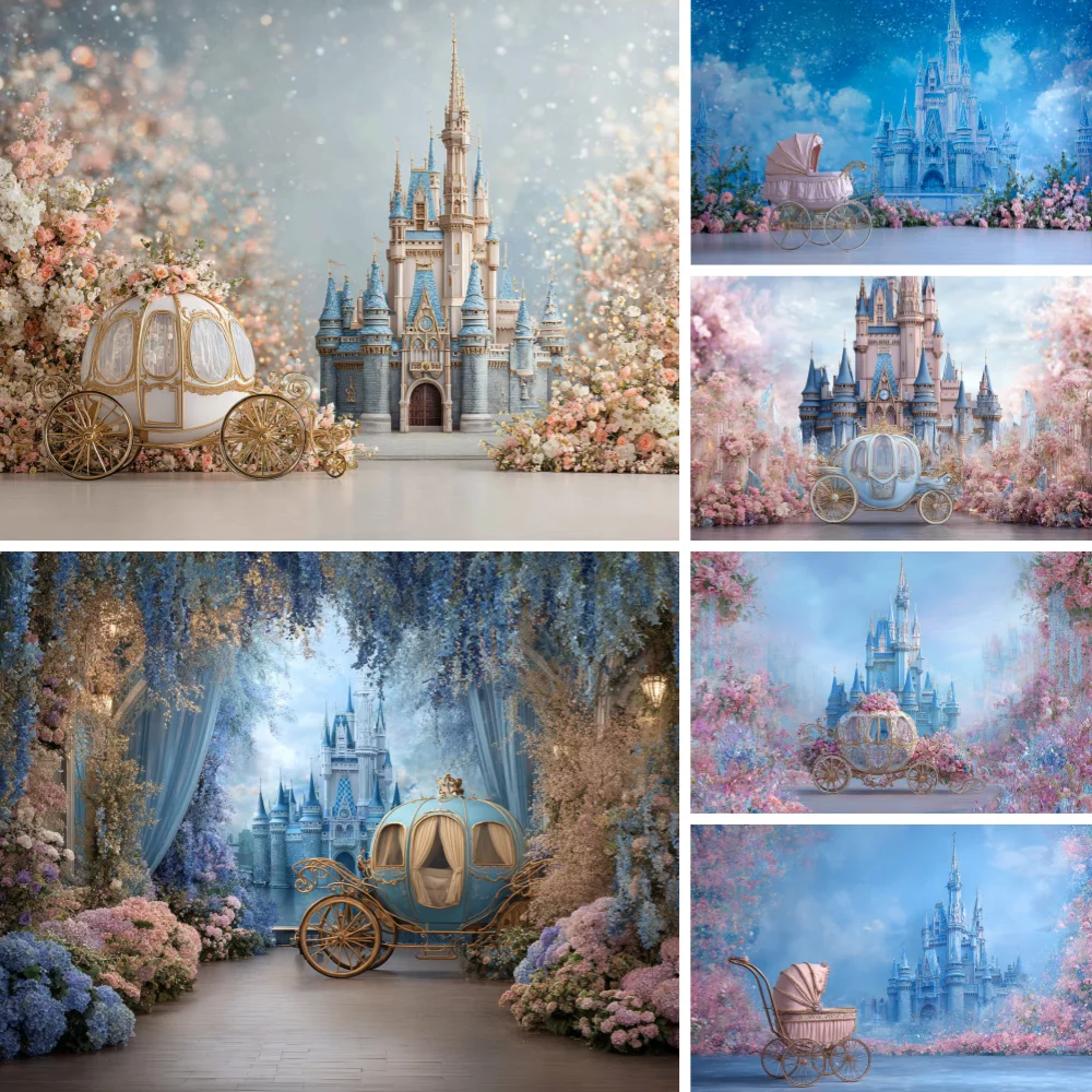 

Pink Princess Girl Castle Flower Birthday Party Supplies Background Decoration Baby Shower Photography Props Girls Gifts
