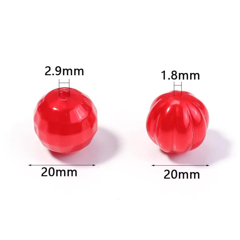 DIY Jewelry Findings Colorful Pearl Style Watermelon Earth Ball Beads Shape Ornament Accessories Acrylic Loose Bead 20mm 80pcs